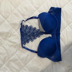 Elegant Blue Lace Bra